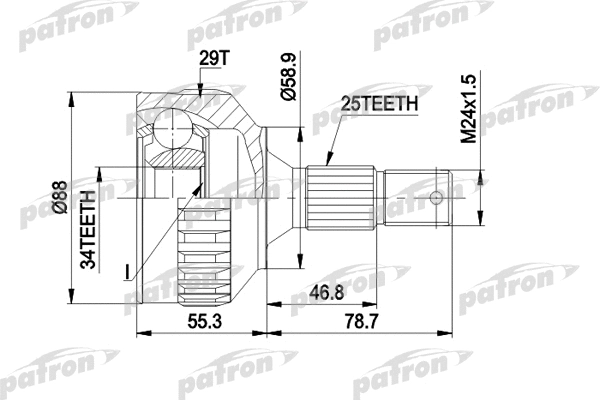 Jeu de joints, arbre de transmission PATRON PCV1292
