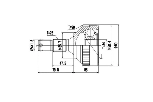 Jeu de joints, arbre de transmission DYNAMATRIX DCV845004