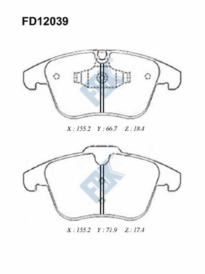 Kit de plaquettes de frein, frein à disque FBK FD12039