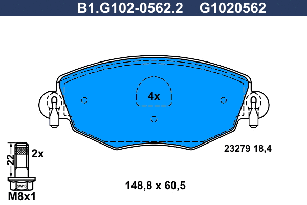 Kit de plaquettes de frein, frein à disque GALFER B1.G102-0562.2