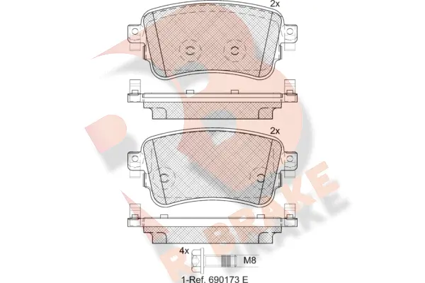 Kit de plaquettes de frein, frein à disque R BRAKE RB2294
