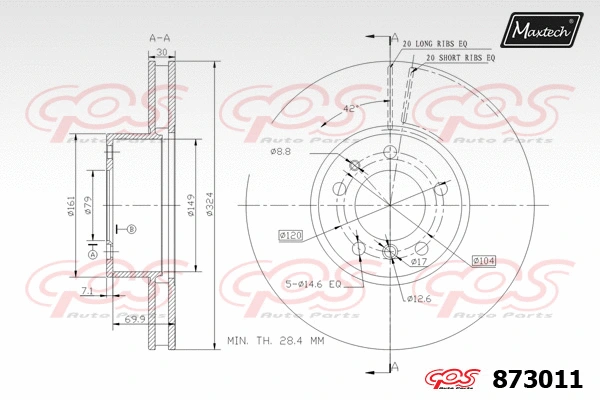 Disque de frein MAXTECH 873011