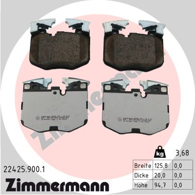 Kit de plaquettes de frein, frein à disque ZIMMERMANN 22425.900.1