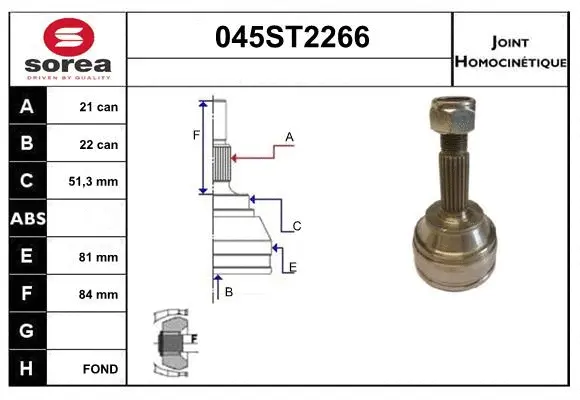 Jeu de joints, arbre de transmission STARTCAR 045ST2266