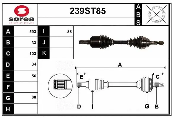 Arbre de transmission STARTCAR 239ST85