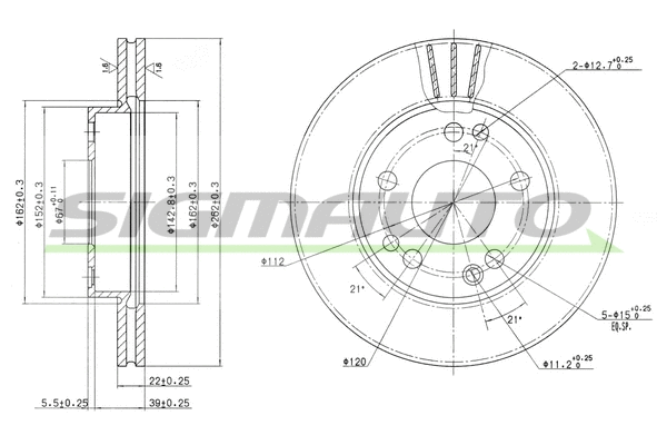 Disque de frein SIGMAUTO DBA191V