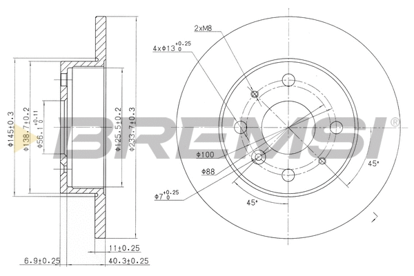 Disque de frein BREMSI CD6386S