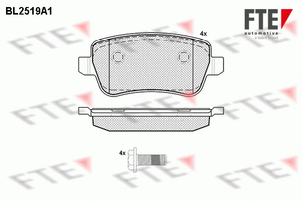 Kit de plaquettes de frein, frein à disque FTE 9010777