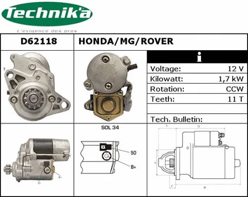 Démarreur Technika D62118