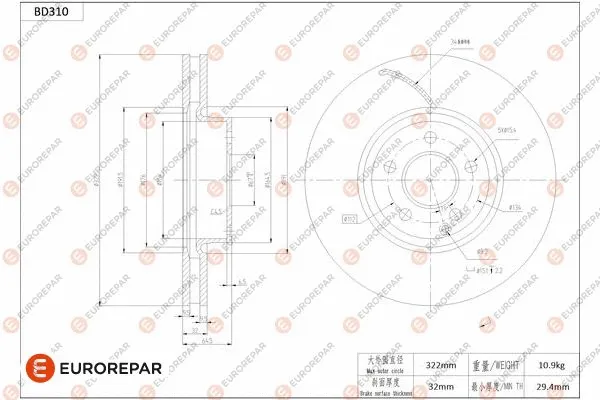 Disque de frein EUROREPAR 1684275280