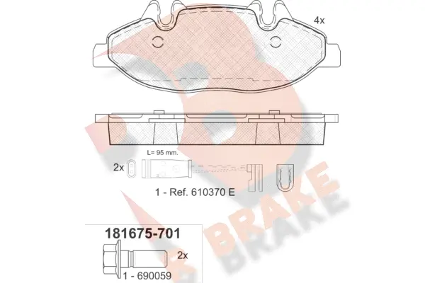 Kit de plaquettes de frein, frein à disque R BRAKE RB1675-701