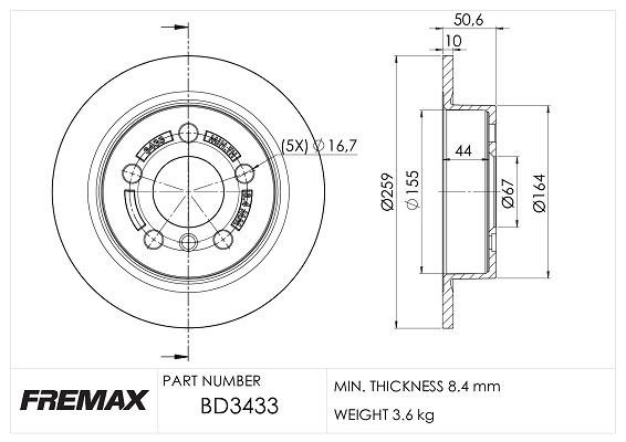 Disque de frein FREMAX BD-3433