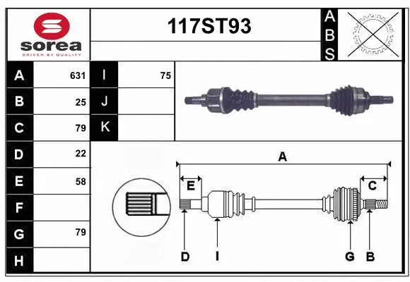 Arbre de transmission STARTCAR 117ST93