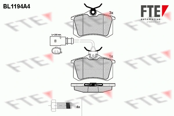 Kit de plaquettes de frein, frein à disque FTE 9010053