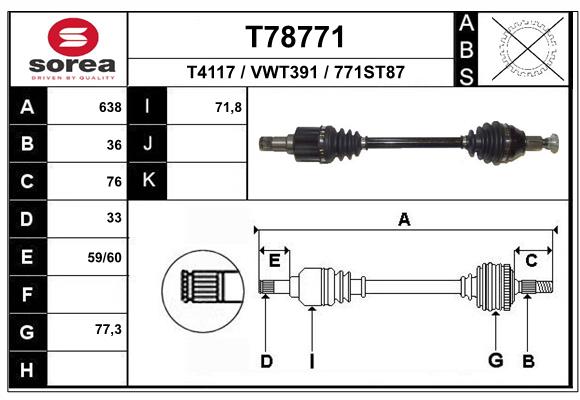 Arbre de transmission EAI T78771