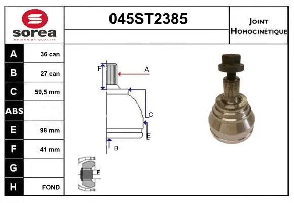 Jeu de joints, arbre de transmission STARTCAR 045ST2385