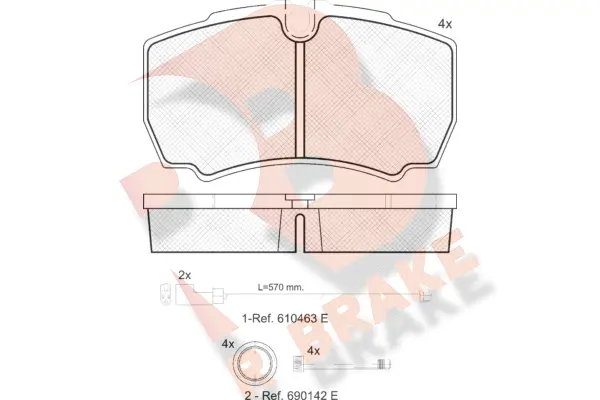 Kit de plaquettes de frein, frein à disque R BRAKE RB1640-229