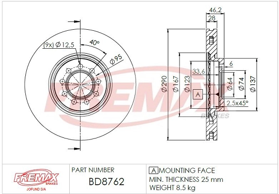 Disque de frein FREMAX BD-8762