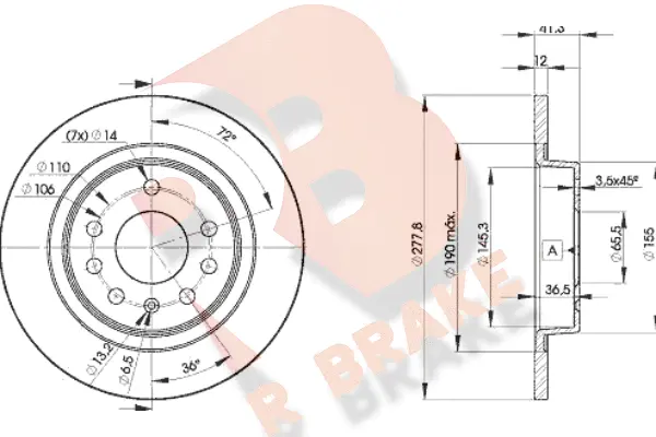 Disque de frein R BRAKE 78RBD29115