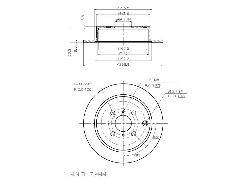 Disque de frein A.Z. Meisterteile AZMT-44-024-1223