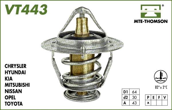 Thermostat, liquide de refroidissement MTE-THOMSON VT443.82