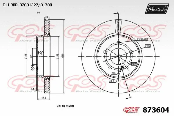 Disque de frein MAXTECH 873604