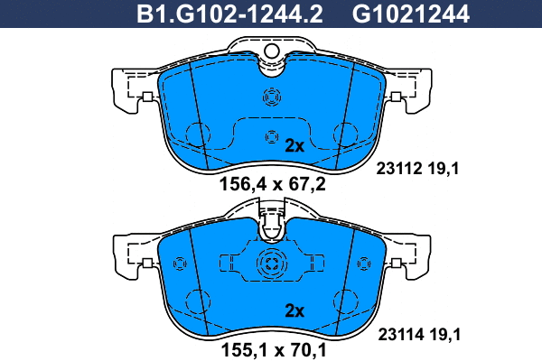 Kit de plaquettes de frein, frein à disque GALFER B1.G102-1244.2