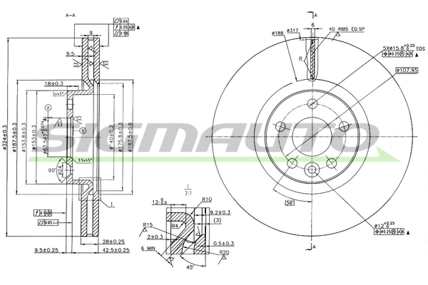 Disque de frein SIGMAUTO DBB320V
