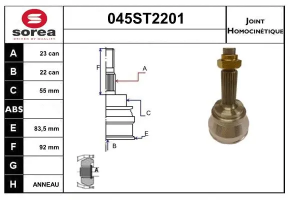 Jeu de joints, arbre de transmission STARTCAR 045ST2201