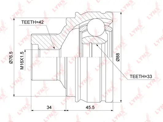 Jeu de joints, arbre de transmission LYNXAUTO CO-3833
