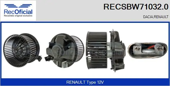 Pulseur d'air habitacle RECOFICIAL RECSBW71032.0