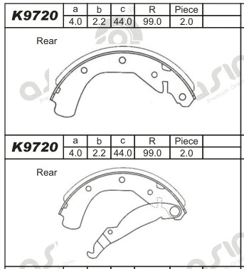 Jeu de mâchoires de frein ASIMCO K9720
