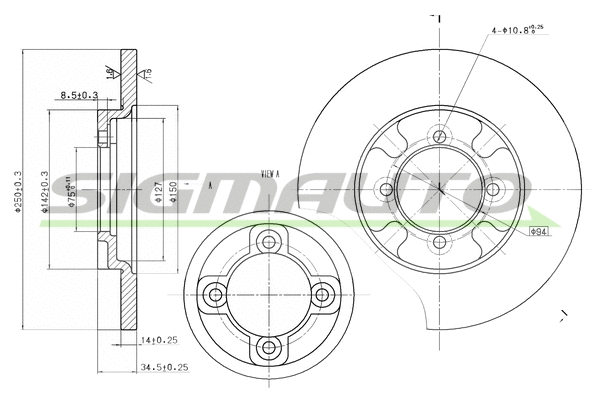 Disque de frein SIGMAUTO DBA531S