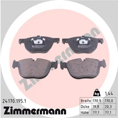 Kit de plaquettes de frein, frein à disque ZIMMERMANN 24170.195.1