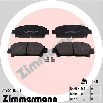 Kit de plaquettes de frein, frein à disque ZIMMERMANN 21961.160.1