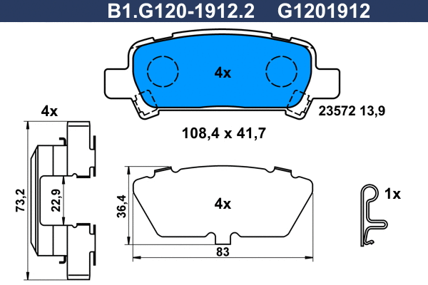 Kit de plaquettes de frein, frein à disque GALFER B1.G120-1912.2