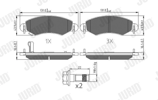Kit de plaquettes de frein, frein à disque JURID 573378J
