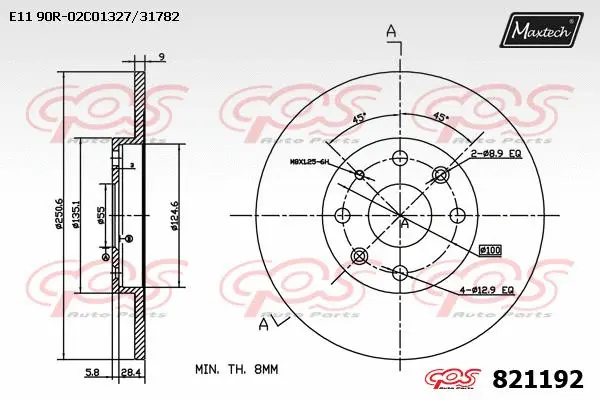 Disque de frein MAXTECH 821192