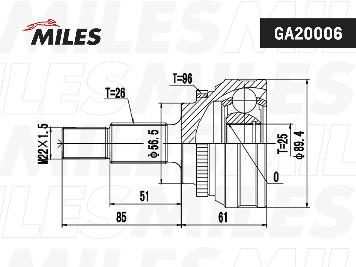 Jeu de joints, arbre de transmission MILES GA20006