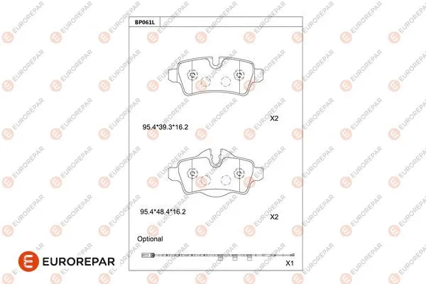 Kit de plaquettes de frein, frein à disque EUROREPAR 1681253980