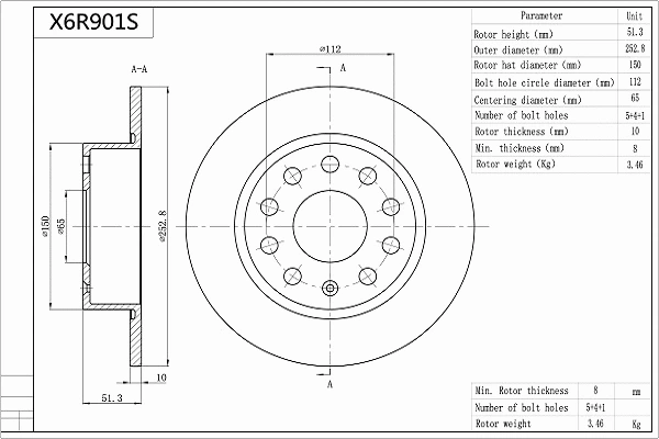 Disque de frein AISIN X6R901S