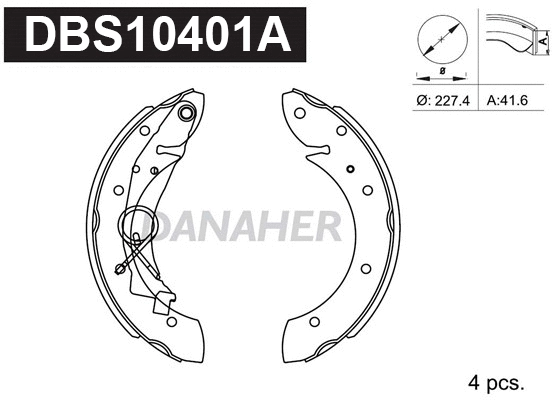 Jeu de mâchoires de frein DANAHER DBS10401A