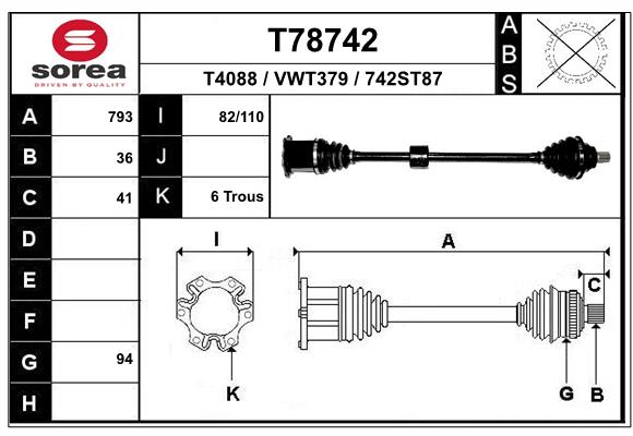 Arbre de transmission EAI T78742