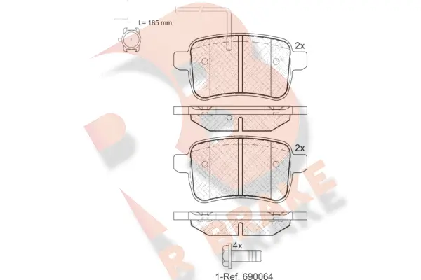 Kit de plaquettes de frein, frein à disque R BRAKE RB1995