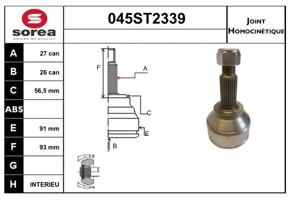 Jeu de joints, arbre de transmission STARTCAR 045ST2339