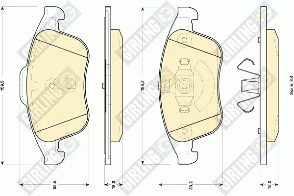 Kit de plaquettes de frein, frein à disque GIRLING 6118962
