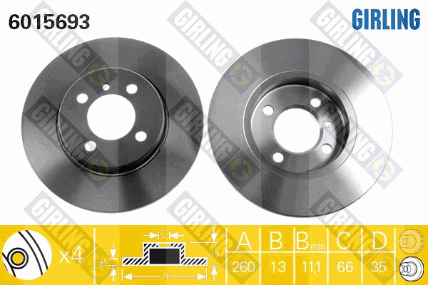 Disque de frein GIRLING 6015693