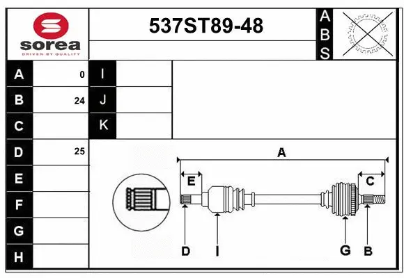Arbre de transmission STARTCAR 537ST89-48