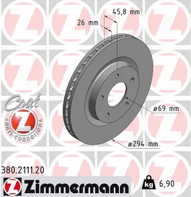 Disque de frein ZIMMERMANN 380.2111.20