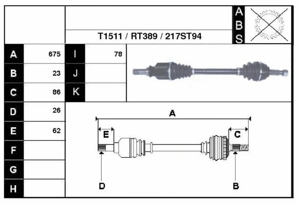 Arbre de transmission Technika 38217